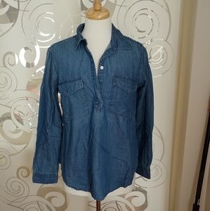 half button up denim shirt